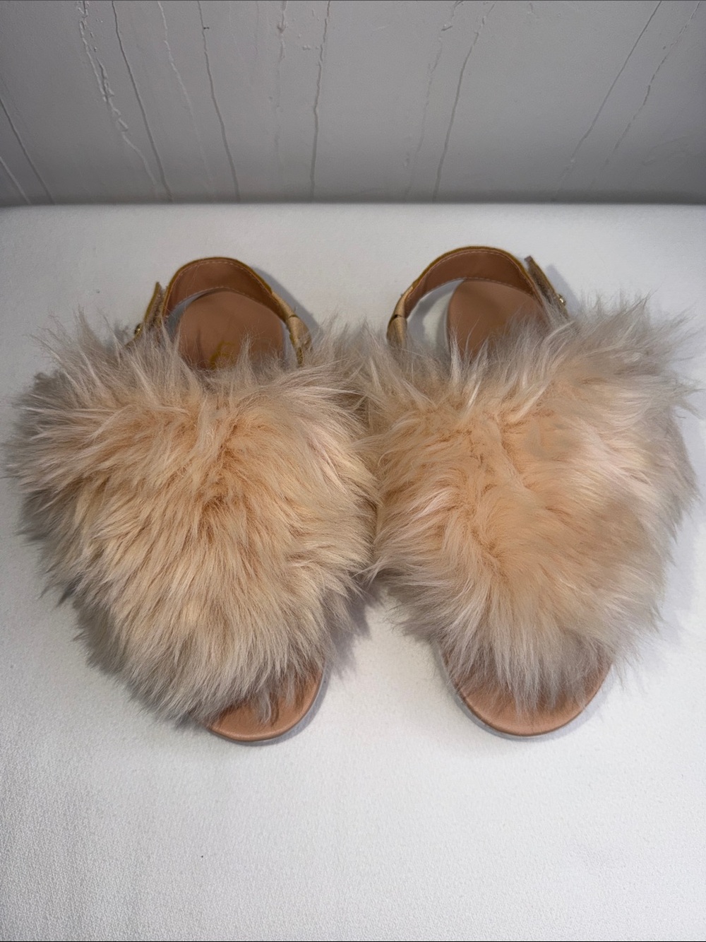 UGG Tan Faux-Fur Slide Sandals